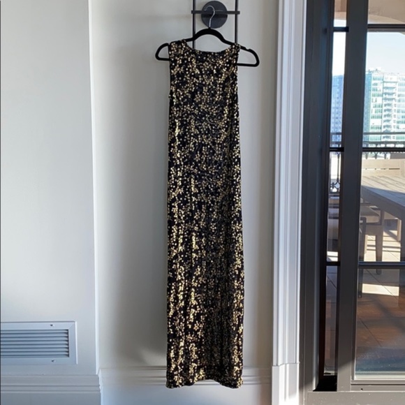 NWT: Urban Outfitters Ecote Autumn Sheer Floral Maxi Long Dress, Black, Gold, XS - Picture 2 of 7